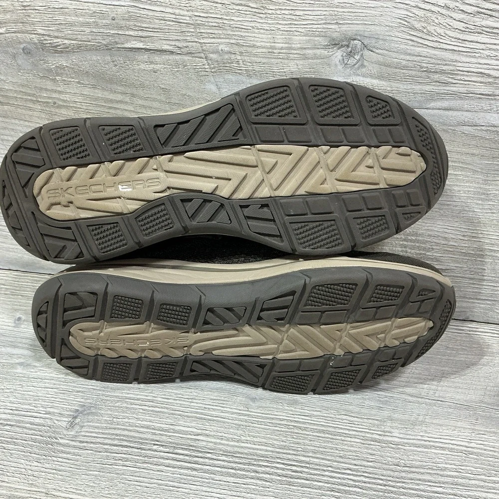 Skechers Relaxed Fit Memory Foam Shoes Mens 12 Olive Brown Slip On 204000 OLBR